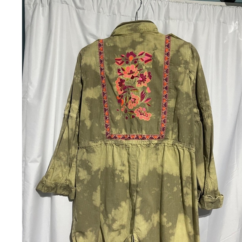 Free People Not Your Brothers Surplus Jacket Olive Green Embroidered‎ Size 8 - Picture 4 of 4